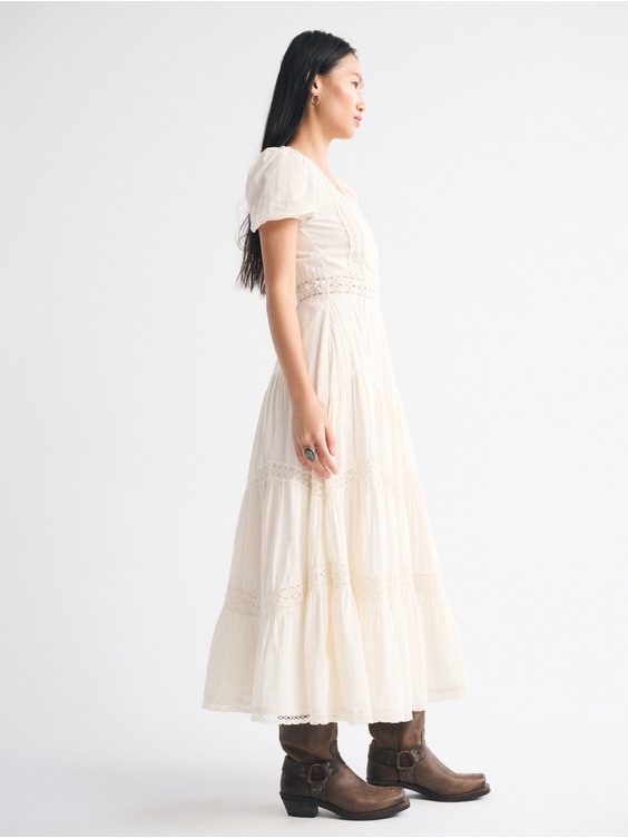 Kemo Sabe X Abercrombie & Fitch Puff Sleeve Lace-Pieced Maxi Dress Xs — image 4 of 8